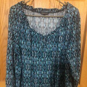 Carol Rose long sleeve blouse Green/Black  Size 1X